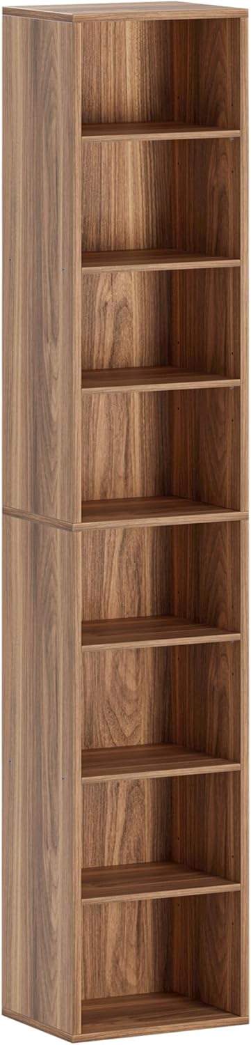 IRONCK Tall Narrow Bookshelf 8 Tiers, Compact Corner Bookcase, Floor Standing Display Storage Shelves 71 in Tall, Easy to Match for Living Room, Office, Study, Bedroom