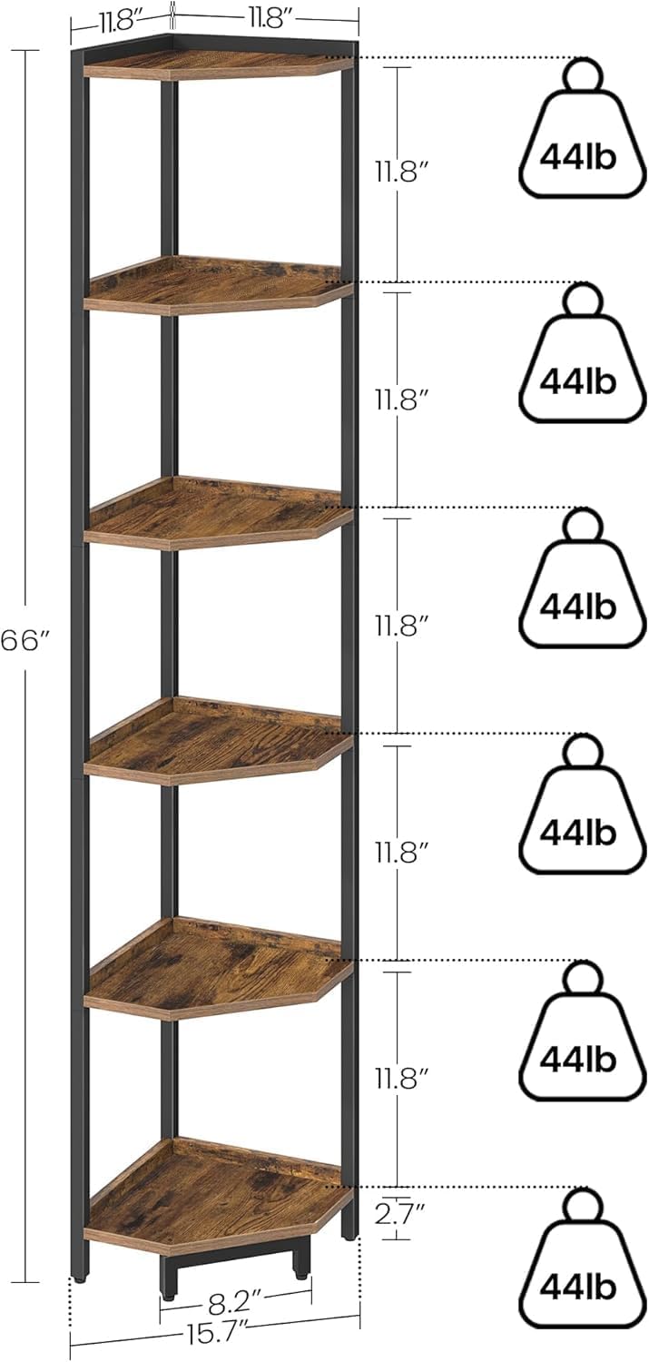 Hzuaneri Corner Shelf Stand, Corner Bookshelf, Storage Standing Shelf Unit wi...