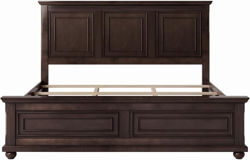 LUMISOL Mid Century Wood Platform Bed Frame, King Size Bed Frame with Headboa...