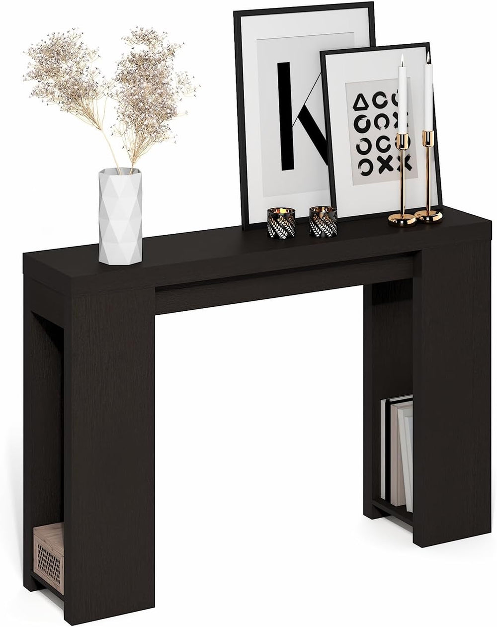 Furinno ARA 47-Inch Wide Entryway Table, Narrow Console Table, Dark Oak | Thi...