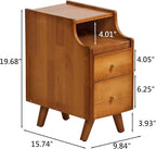 Narrow Nightstand, Slim Nightstand, Solid Wood Night Stand, Narrow Side Table for Living Room, Small Spaces, Couch, Walnut Color 9.84in Wide