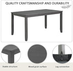 KEIKI 6-Piece Standard Height Dining Table Set with Rectangular Table, 4 Upholstered Chair, Bench, for 6 Person, Farmhouse Rustic Style Table Set, Easy Assembly, for Kitchen, Dining Room, Gray