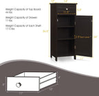 HAPPYGRILL Bathroom Floor Cabinet, Single Door Floor Storage Cabinet Organizer with Drawer and 3-Level Adjustable Shelves, Bathroom Cabinets Freestanding with Anti-Tipping Device for Living Room