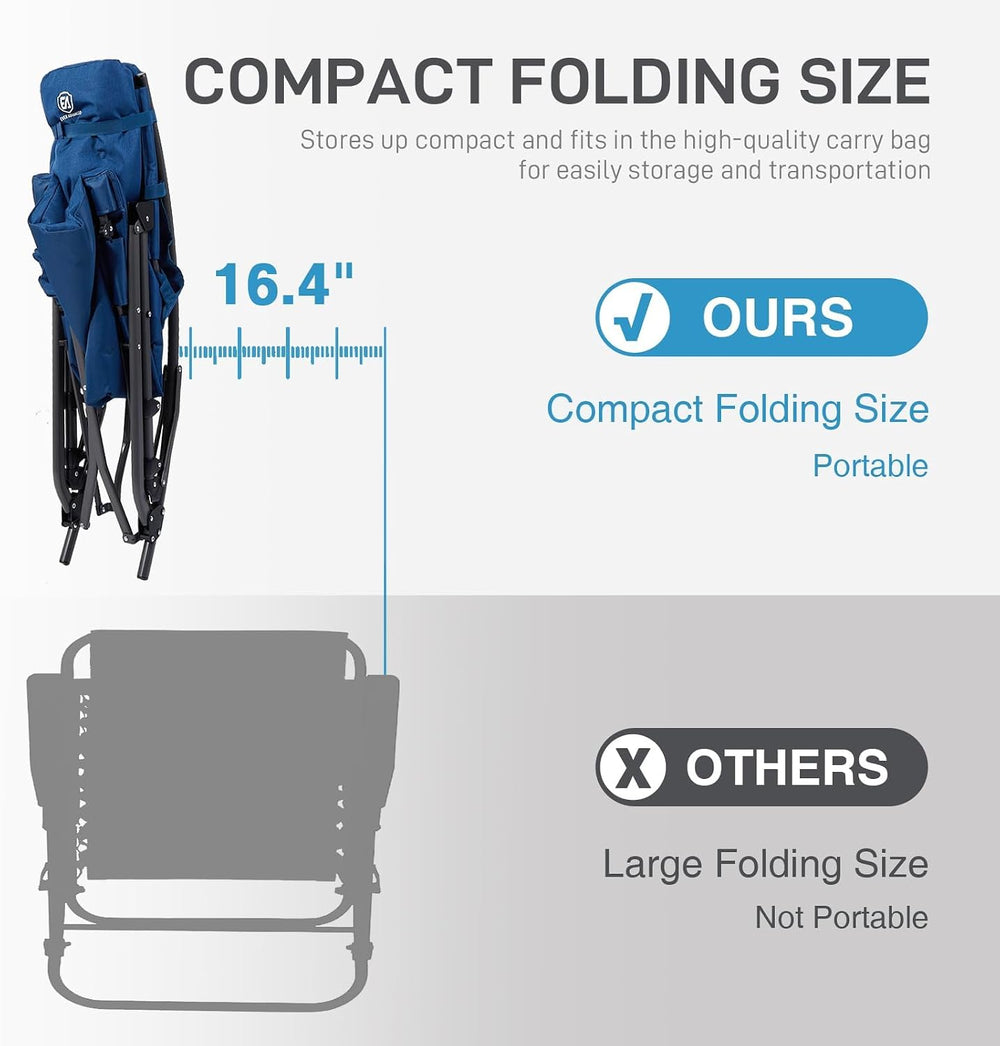 EVER ADVANCED Oversized Folding Rocking Camping Chair, Padded Portable Rocker...