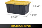 BLACK & YELLOW, 17-Gallon Heavy Duty Tough Storage Container & Snap-Tight Lid, (12.5H x 18W x 26.9D), Weather-Resistant Design and Stackable Organization Tote [2 Pack]