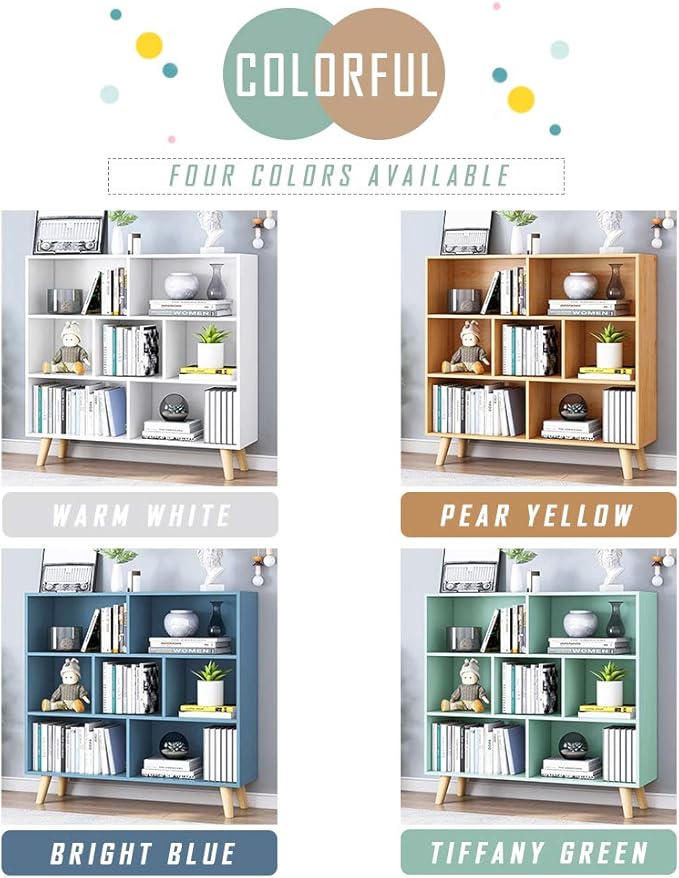 IOTXY Wooden Open Shelf Bookcase - 3-Tier Floorstanding Display Cabinet Rack ...