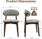Farmhouse Dining Chairs Set of 6, Mid Century Modern Wooden Dining Room Chairs, Farmhouse Fabric Upholstered Kitchen Dinner Chairs for Living Room Restaurant Cafe, Walnut/Laurel Green