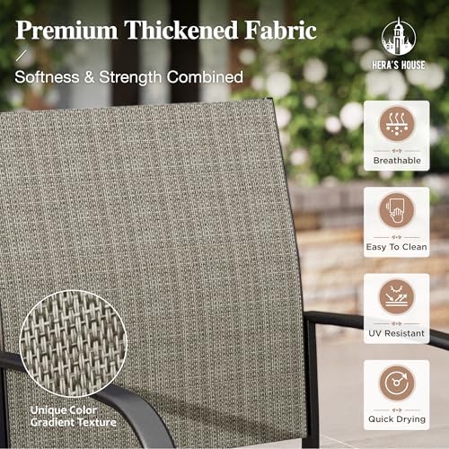 HERA'S HOUSE 7pc Patio Dining Set, Metal Table with PVC Top, Brown Chairs