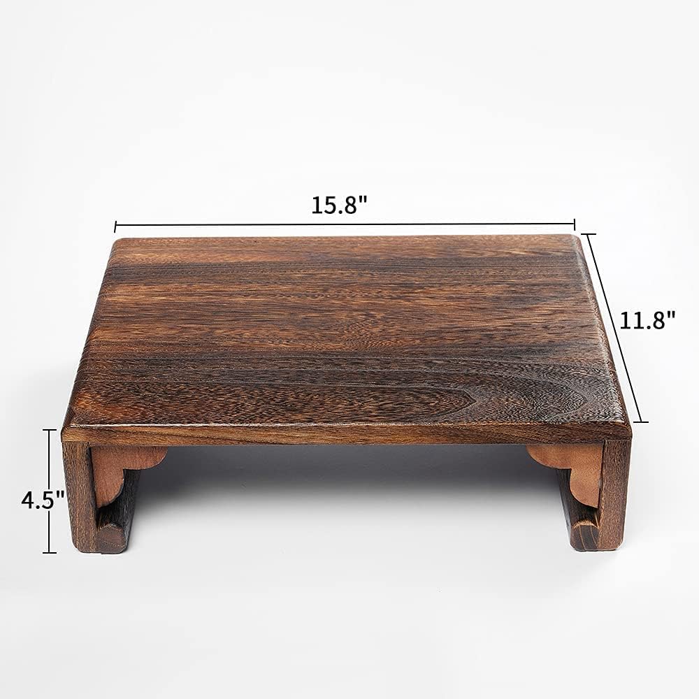 Low Wood Stool, Rectangular Bed Step Stool, Large Surface Step Ladder for Kit...