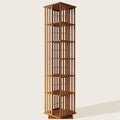 XIMN 360° Rotating Bamboo CD/DVD Shelf - 6-Tier Space-Saving Media Storage Cabinet for Movies, Organizer with Super Compact Design (Walnut, 6 Tier)