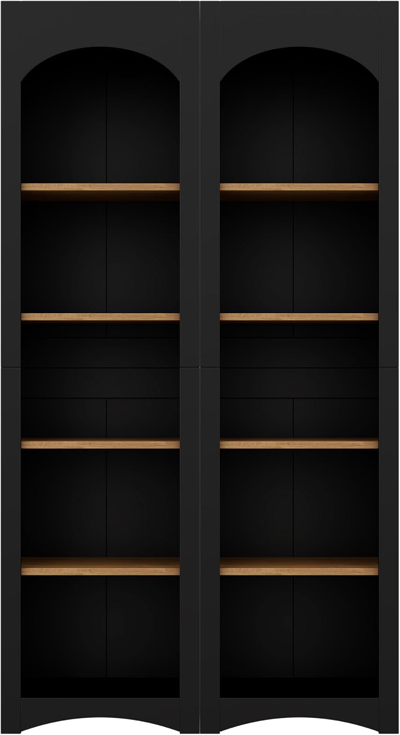 Freestanding Corner Kitchen Pantry with 4 Shelves, Traditional, Rectangular S...