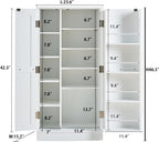 Kitchen Pantry Storage Cabinet with Doors, Freestanding Small Pantry with 5 Adjustable Shelves and 4 Door Racks, Food Storage Organizer for Kitchen Dining Room Craft Room, White`
