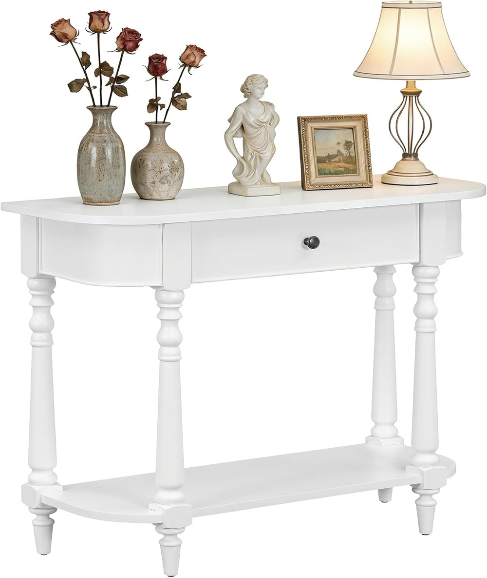 LKTART Solid Wood Corner-Curved Console Table,Farmhouse Space-Saving Entryway...