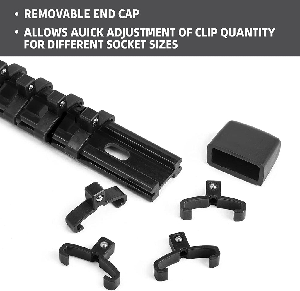 Socket Organizer Drive ABS Tools - Black Socket Holder, Premium Quality 30 Pieces Socket Holders Kit 1/4-Inch x 160 Clips, 3/8-Inch x 150 Clips, 1/2-Inch x 120 Clips（30PC,Black)