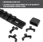 Socket Organizer Drive ABS Tools - Black Socket Holder, Premium Quality 30 Pieces Socket Holders Kit 1/4-Inch x 160 Clips, 3/8-Inch x 150 Clips, 1/2-Inch x 120 Clips（30PC,Black)