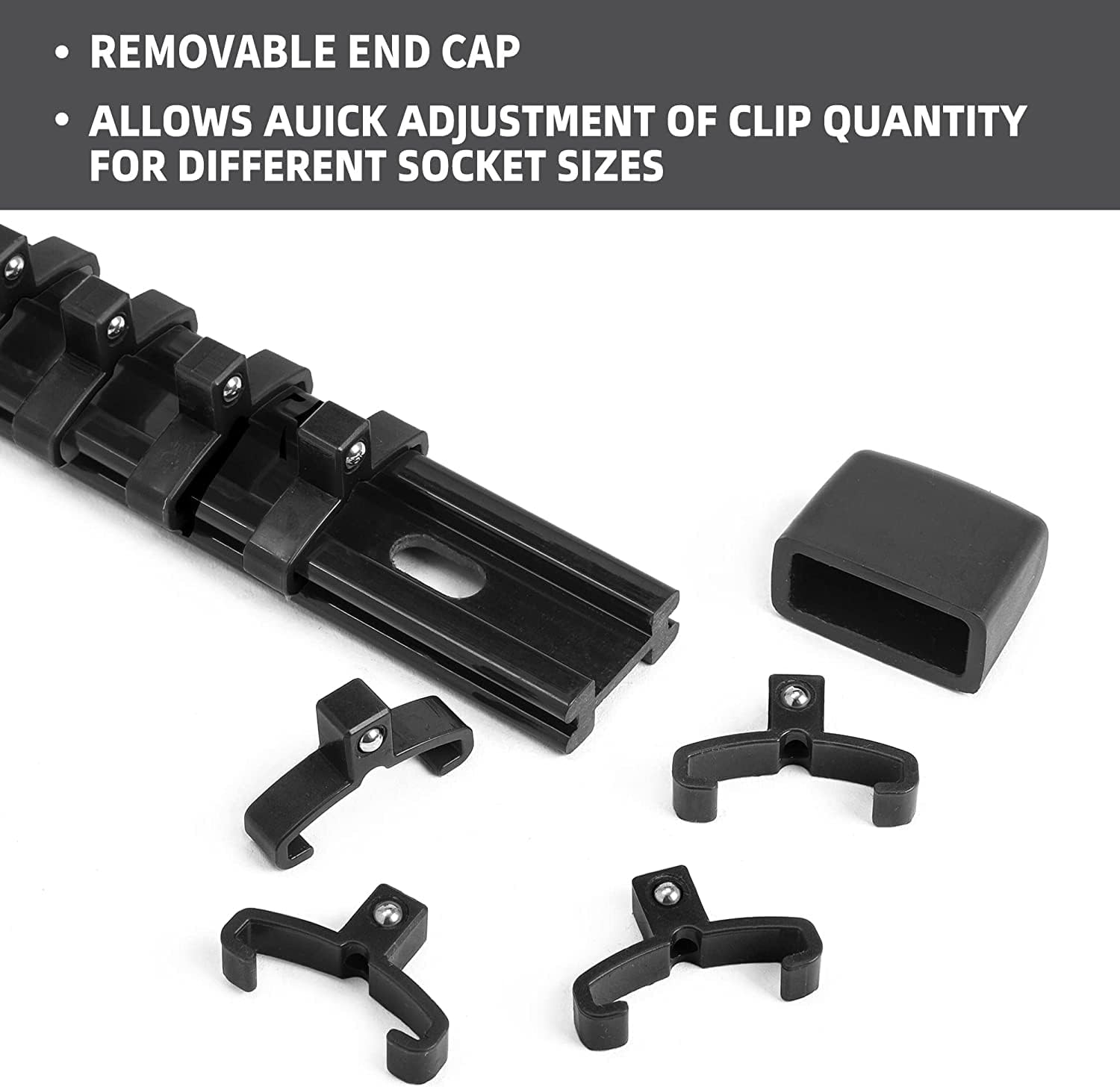Socket Organizer Drive ABS Tools - Black Socket Holder, Premium Quality 30 Pieces Socket Holders Kit 1/4-Inch x 160 Clips, 3/8-Inch x 150 Clips, 1/2-Inch x 120 Clips（30PC,Black)