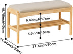 SOBIBO 2-Tier Entryway Shoe Rack Bench, Rubber Wood, Beige & Natural, 31.5" | 8–12 Pairs Capacity, Double-layer Storage, High-density Sponge Cushion, Ideal for Entryway, Hallway, Bedroom