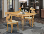 East West Furniture MZAN3-OAK-C 3 Piece Dining Room Table Set Contains a Rectangle Kitchen Table with Dropleaf and 2 Linen Fabric Upholstered Dining Chairs, 36x54 Inch, Oak