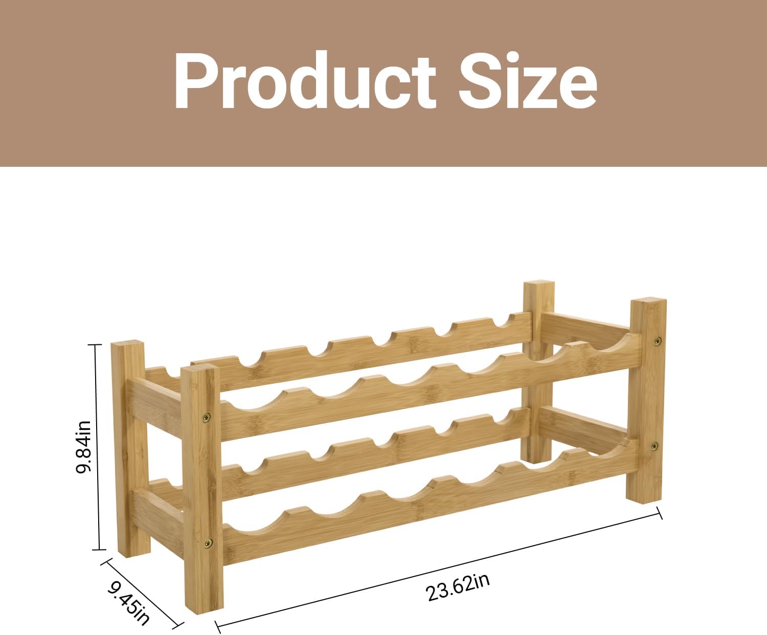 2 Tiers Bamboo Wine Rack Countertop Wine Display Stand Wine Storage Shelf Wine Bottle Holder