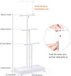 Love-KANKEI Jewelry Tree Stand White Metal and Wood Base Large Storage Jewelry Organizer for Necklaces Bracelets Earrings Holder Organizer Jewelry Display Gift White and White