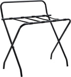 Kings Brand Furniture - Metal Foldable Luggage Rack, Suitcase Stand with Back, Black