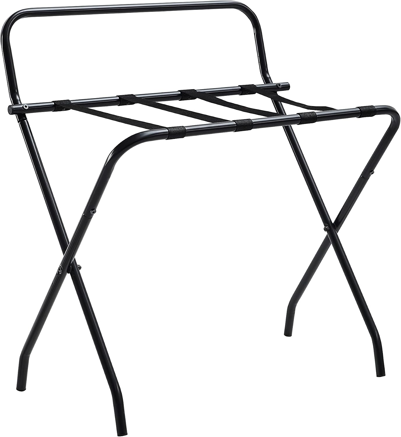 Kings Brand Furniture - Metal Foldable Luggage Rack, Suitcase Stand with Back, Black