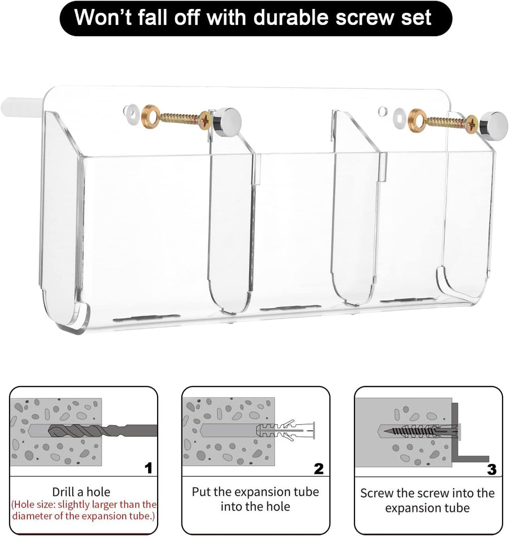 Cosmos Remote Control Stand Wall Mount Phone Holder with Removeable Block Wall Shelf Cell Phone Charging Brackets Holder Multipurpose Storage Organizer (Transparent Clear)