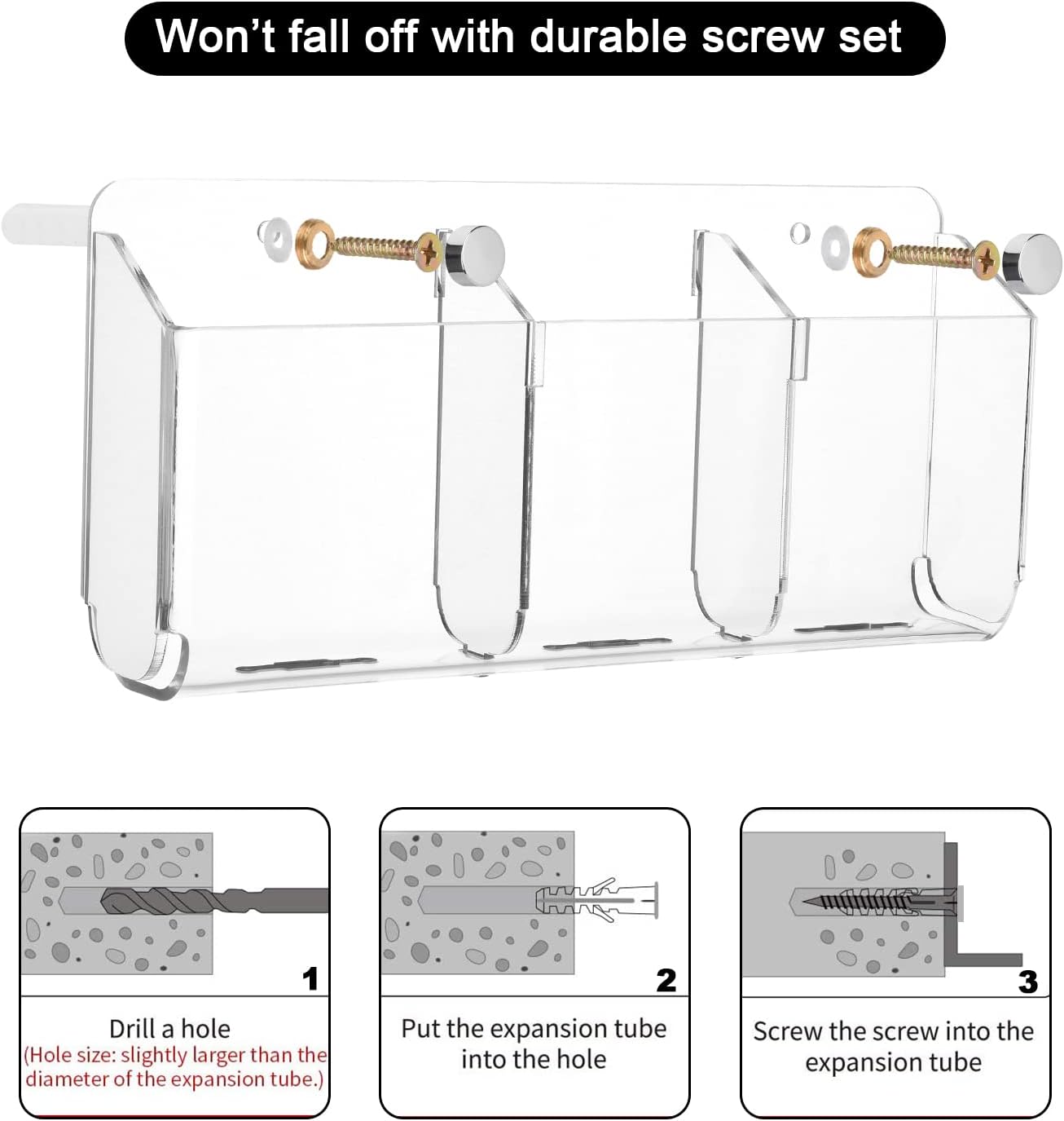 Cosmos Remote Control Stand Wall Mount Phone Holder with Removeable Block Wall Shelf Cell Phone Charging Brackets Holder Multipurpose Storage Organizer (Transparent Clear)