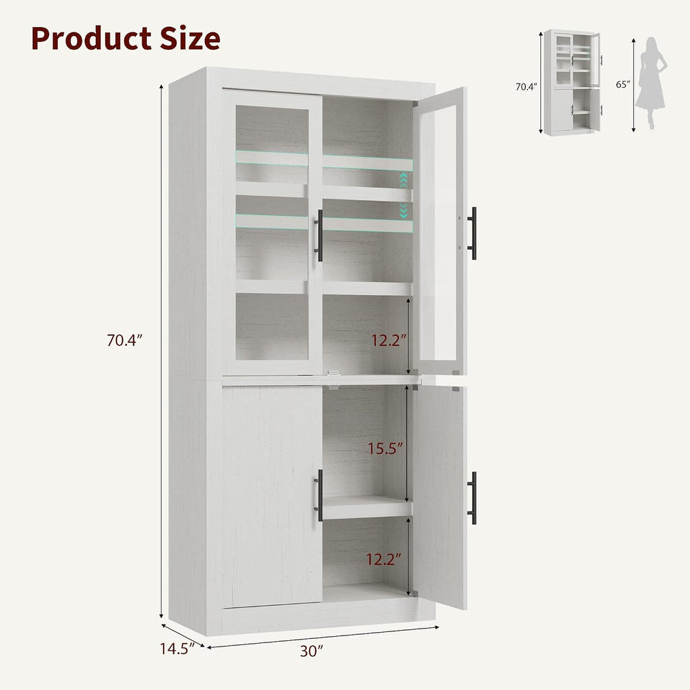 Tall Kitchen Pantry Cabinet, Farmhouse Kitchen Pantry Storage Cabinet Wood, 7...