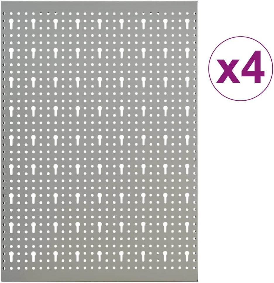Wall-mounted Peg Boards 4-Pack, 15.7"x22.8" Steel, Versatile Tool Organization, Gray,145350,Gray