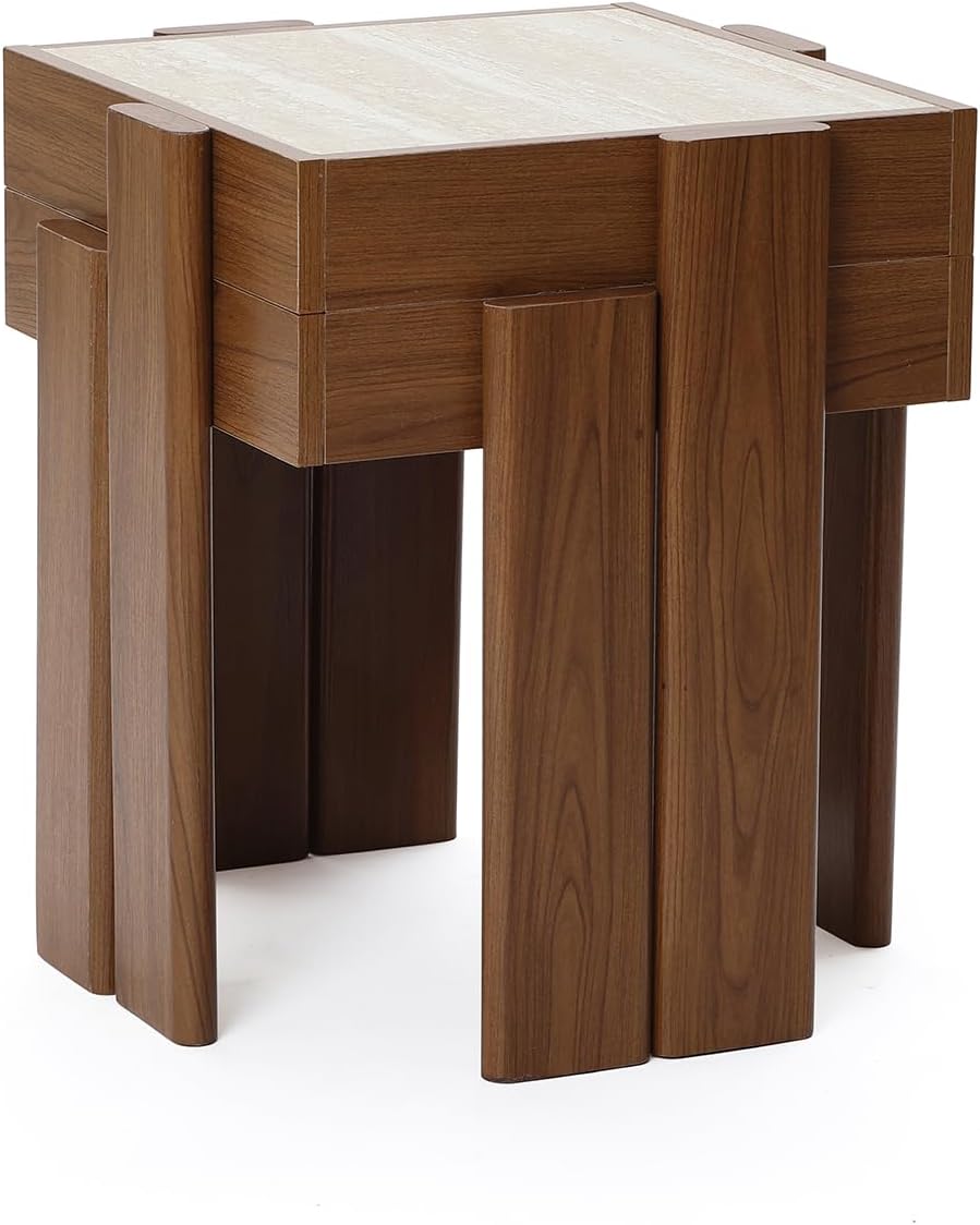 LuxenHome Nesting Table Set of 2, 19.6'' Mid Century Modern 2-Tier En...