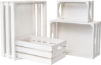 Set of 4 Large Wooden Crates Decorative, Whitewashed Nesting Wooden Crates for Display Rustic, Farmhouse Wooden Storage Container Boxes Made from 100% Wood