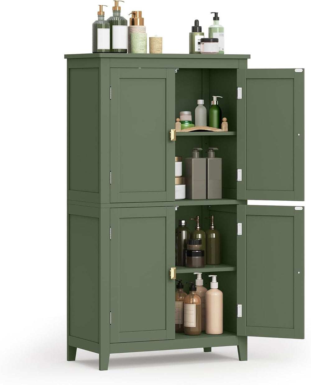 VASAGLE Floor Storage Cabinet, Freestanding Unit, 4 Doors | Adjustable Shelve...