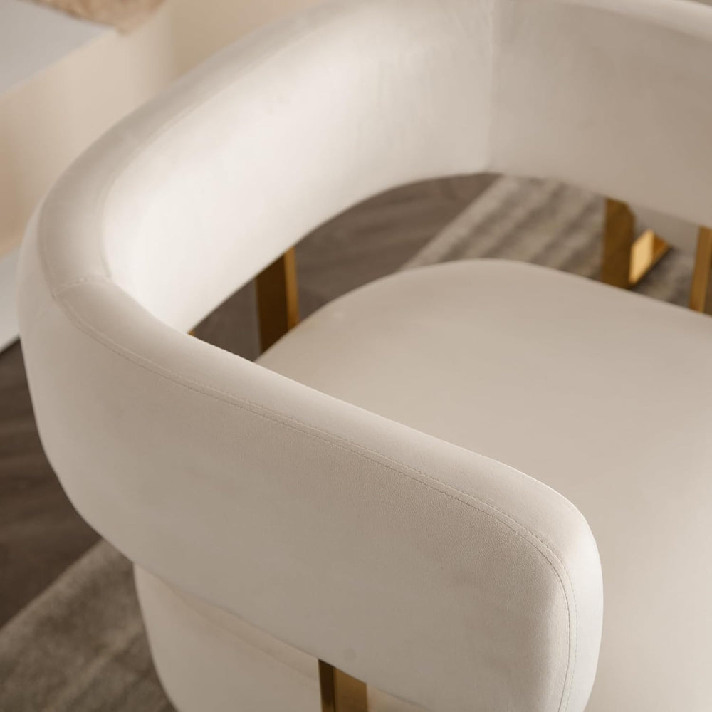 Modern Barrel Accent Chairs Set of 2, Living Room Side Chairs with Golden Met...