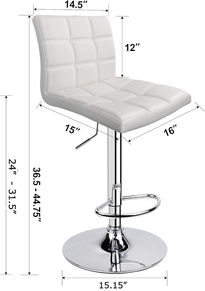 Leopard Modern Square PU Leather Adjustable Bar Stools with Back, Square Back...