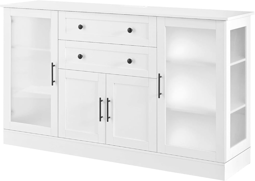 58.3" Modern Buffet Sideboard with 4 Doors & 2 Drawers, Modern Buffe...