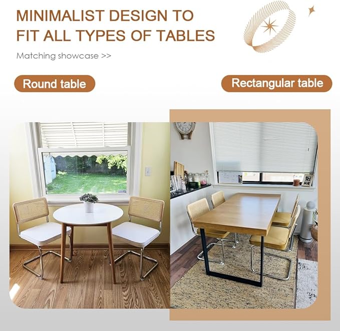 Zesthouse Dining Chairs Set of 4, Natural Rattan Accent Chairs with Solid Wood Back & Stainless Chrome Base, Mid Century Modern Breuer Design Inspired, Upholstered Velvet Kitchen Chairs, Yellow