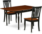 East West Furniture MZAV3-BCH-W 3 Piece Dinette Set for Small Spaces Contains a Rectangle Dining Table with Dropleaf and 2 Kitchen Dining Chairs, 36x54 Inch, Black & Cherry