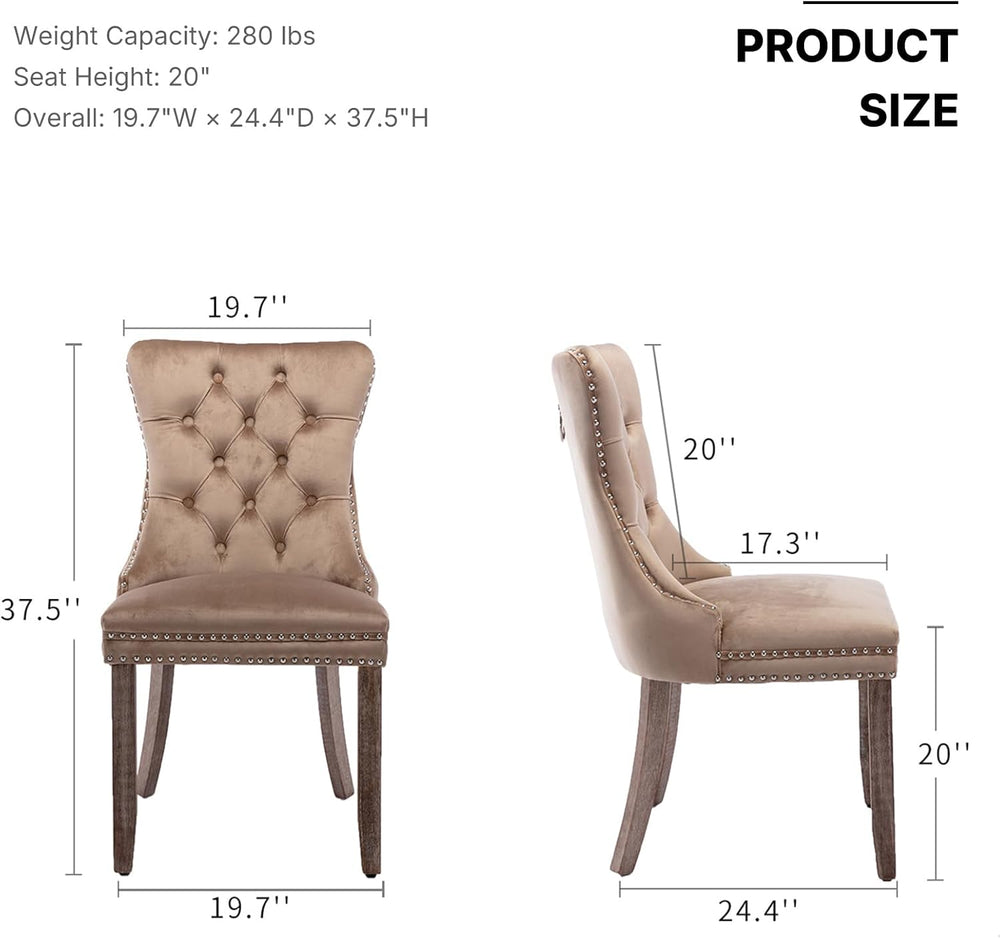 OVENTA Modern Tufted Upholstered Dining Chairs Set of 6, Sand Velvet Dining R...