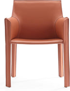 Manhattan Comfort Vogue Modern Faux Leather Dining Chairs, Metal Frame, Comfortable Padded Seat, Fully Assembled Armchair Accent Furniture, Set of 1, Clay