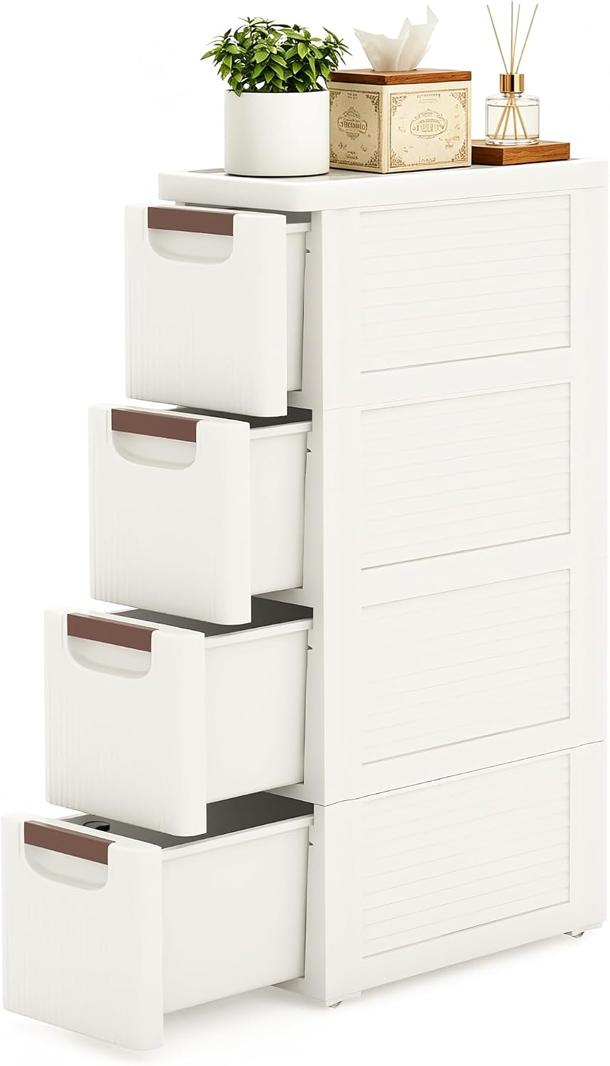 4 Drawers Narrow Bathroom Storage Cabinet, Slim Storage Cabinet, Plastic Slim...