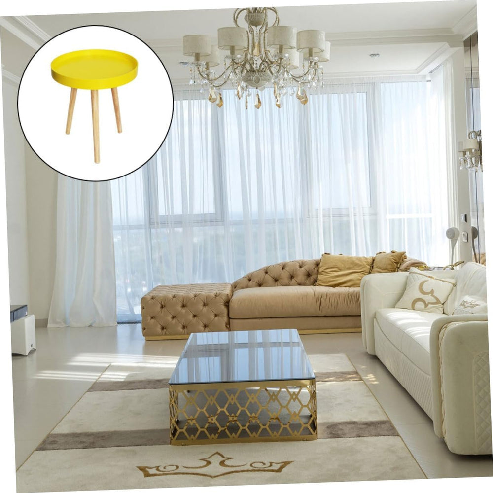 Nordic Style Small Round Coffee Table Creative Mini Sofa Side Table Yellow fo...