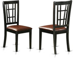 East West Furniture DLNI3-BCH-LC 3 Piece Dining Set Contains a Round Dining Room Table with Dropleaf and 2 Faux Leather Upholstered Chairs, 42x42 Inch, Black & Cherry