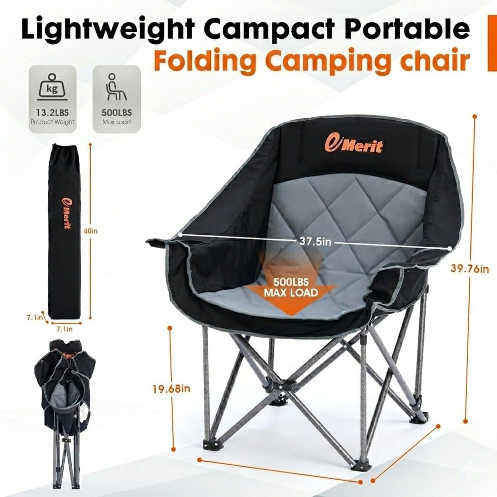 EMERIT 2 Pack Oversized Padded Camping Chairs, Heavy Duty 450 LBS Capacity Ou...