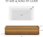 POVISON 79" Fully Assembled Mid Century Modern TV Stand with LED Lights, Media Console with 6 Drawers, Wood Slatted Entertainment Center, No Assembly Required, Fits 75-85 Inch TV