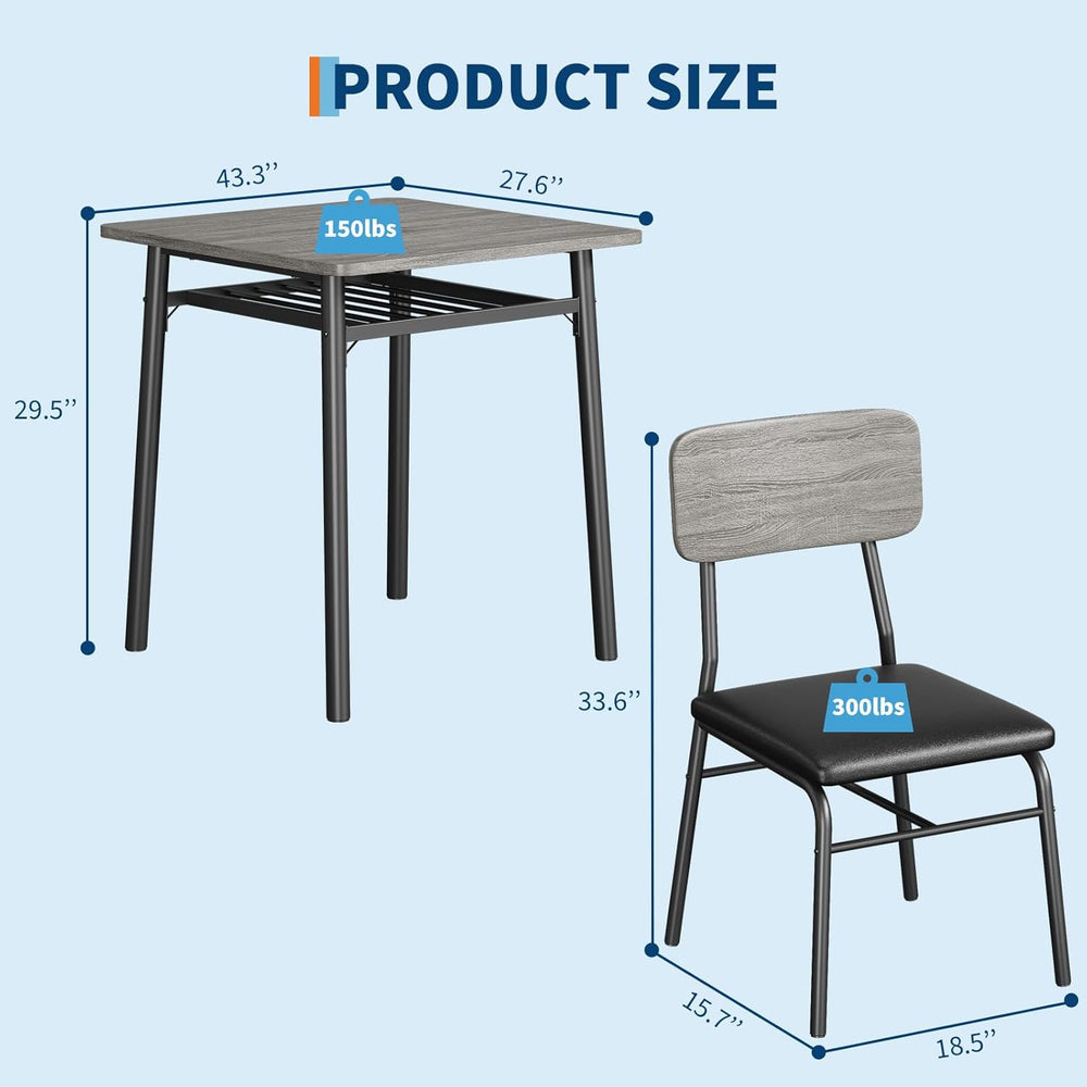 IDEALHOUSE Small Dining Table Set for 2, 3-Piece Dining Set with Storage Rack...