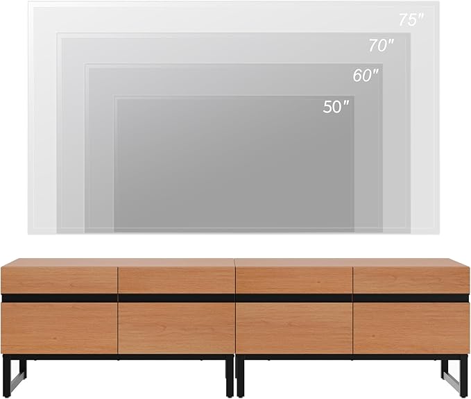 WAMPAT Modern TV Stand for TVs Up to 75 Inch, 2-in-1 Entertainment Center Media Console with Storage Cabinets, TV Console for Living Room, Mocha