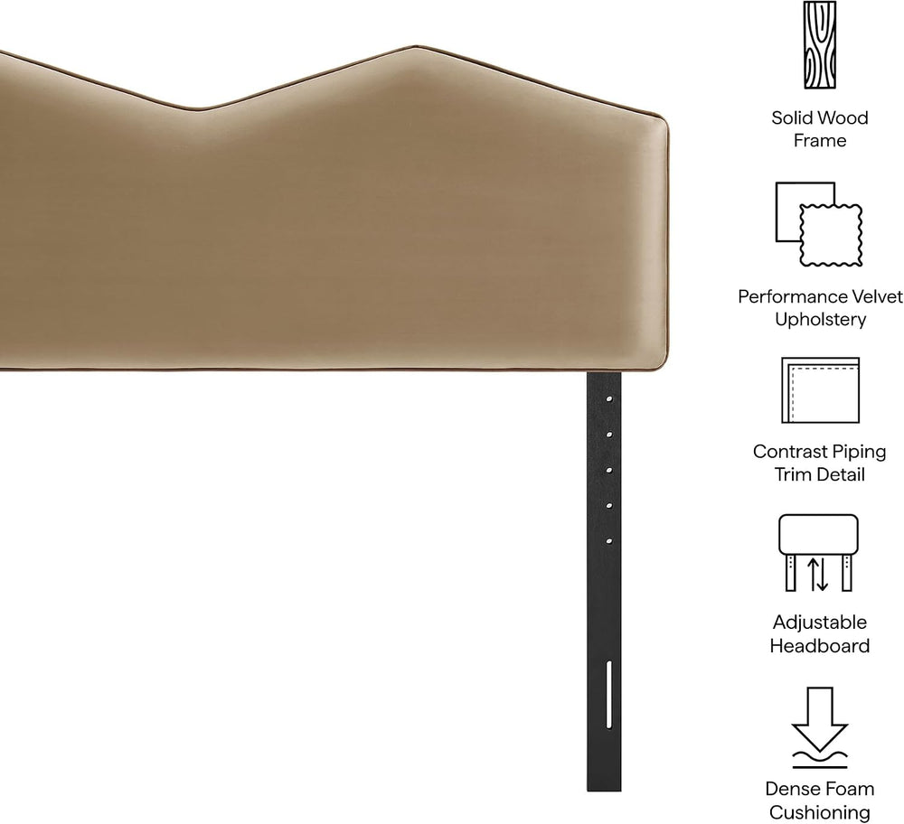 Modway Cosette Adjustable Velvet King Size Headboard in Taupe – Contemporary ...
