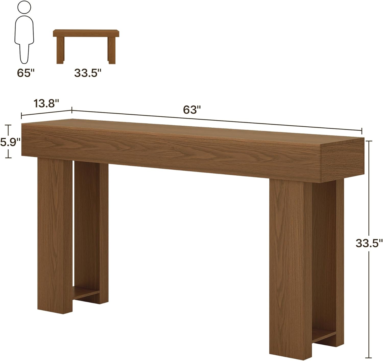 Gizoon 63 Inch Console Table, Narrow Long Sofa Table Behind The Couch, Farmhouse Wood Entryway Table for Entrance, Hallway, Living Room, Foyer, Easy Assembly, Dark Brown