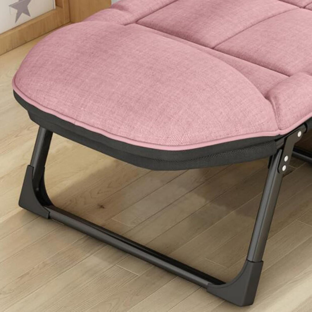 Folding Sun Lounger, 5-Position Adjustable Sunbed Padded Lounge Chair for Garden, Beach, Heavy Duty Reclining(Pink)